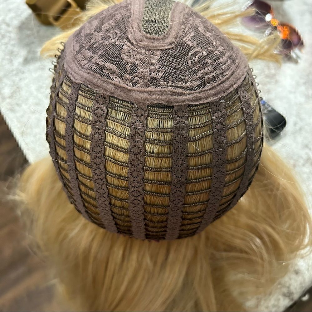 Long Blonde Synthetic Wig with Bangs - Picture 4 of 4